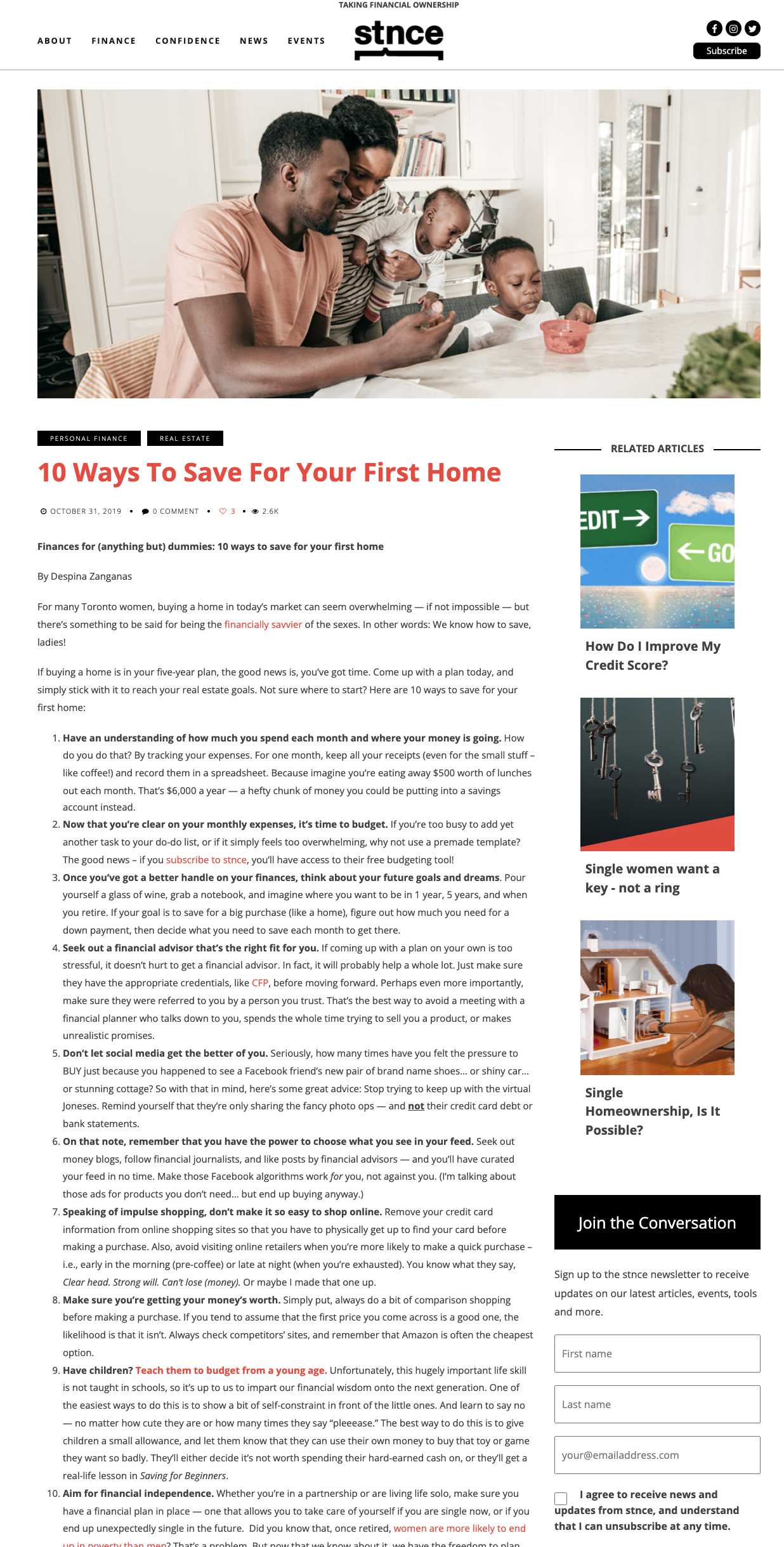 stnce - 1- ways to save for your first home